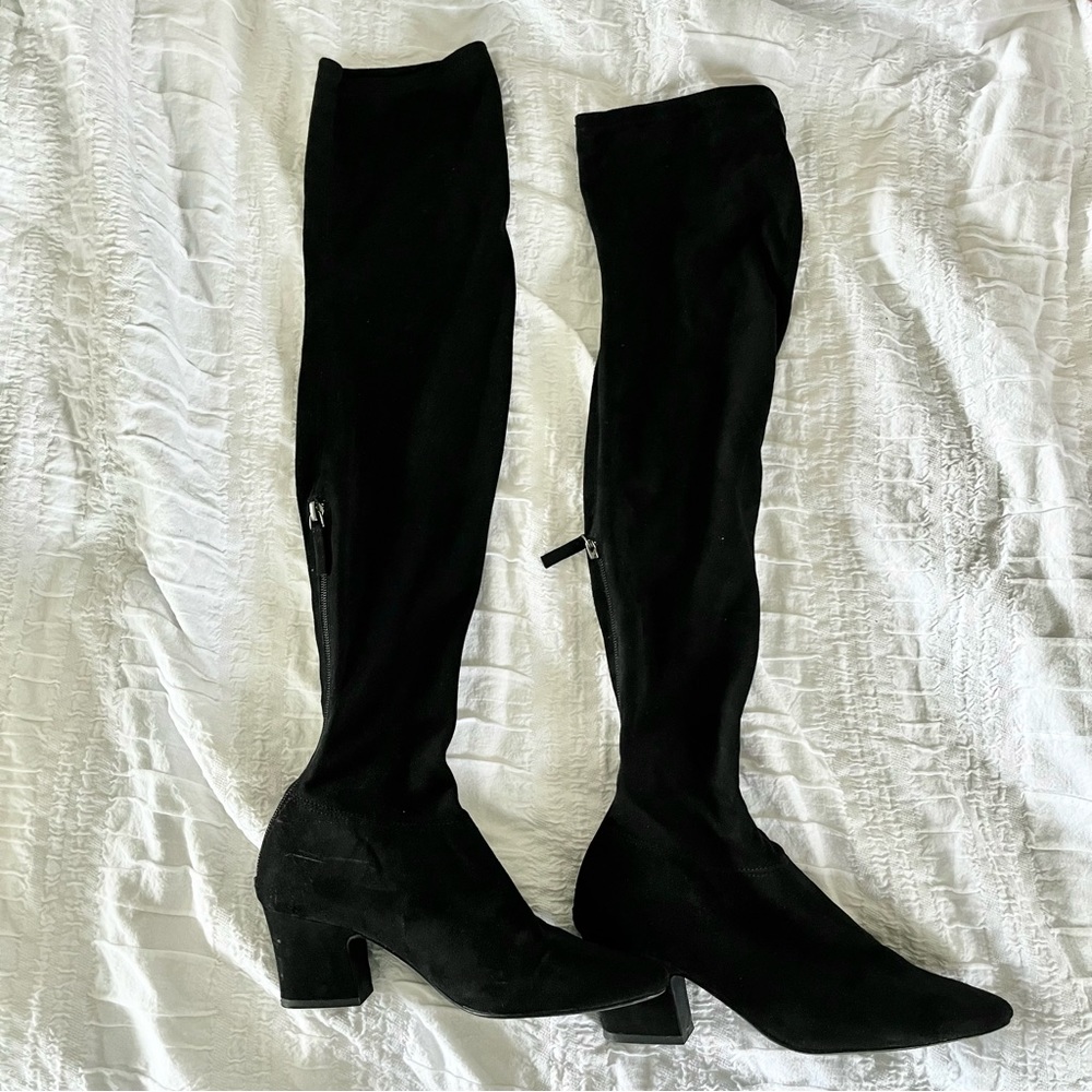 Mango Over Knee block Heel Boot with Back Zipper 37